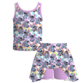 (Custom Design Preorder MOQ 5) Cartoon Stitc* Plaid Top Skirts Girls Summer Outfits