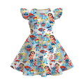 (Custom Design Preorder MOQ 5) Cartoon Stitc* Watermelon Girls Flutter Sleeve Dress