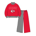 (Custom Design Preorder MOQ 5) Chiefs Mock Neck  Top with Patch Wide Leg Sport Team Set
