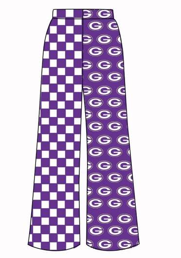 (Custom Design Preorder MOQ 5 Each) Teams Gurdon Purple Checkerd Kids & Adult Bottom Pants