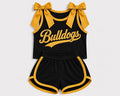 (Custom Design Preorder MOQ 5) Girls  Bow Strap Bulldogs Tank  & Shorts Sport Team Outfit