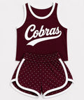 (Custom Design Preorder MOQ 5) Girls  Bow Strap Cobras Tank  & Shorts Sport Team Outfit
