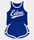 (Custom Design Preorder MOQ 5) Girls  Bow Strap  Edna Tank  & Shorts Sport Team Outfit