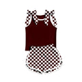 (Custom Design Preorder MOQ 5) Girls  Bow Strap Maroo Tank  & Shorts Sport Team Outfit