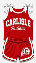 (Custom Design Preorder MOQ 5) Girls Carlisle Bow Strap Tank & Shorts Sport Team Outfit
