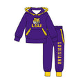 (Custom Design Preorder MOQ 5 ) Girls Louisiana Purple Hoodie Top with Jogger Sport Team Outfit
