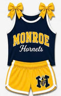 (Custom Design Preorder MOQ 5) Girls  Momroe Bow Strap Tank & Shorts Sport Team Outfit