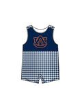 (Custom Design Preorder MOQ 5) Kids Boys Teams Auburn  Polka Dot Sleeveless Romper