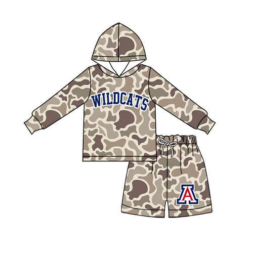 (Custom Design Preorder MOQ 5 ) Kids Boys Wildcarts Camo Hoodie with Shorts Outfit