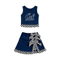 (Custom Design Preorder MOQ 5 ) Kids Girls Bears Navy Tank Top with Skort Active Outfit