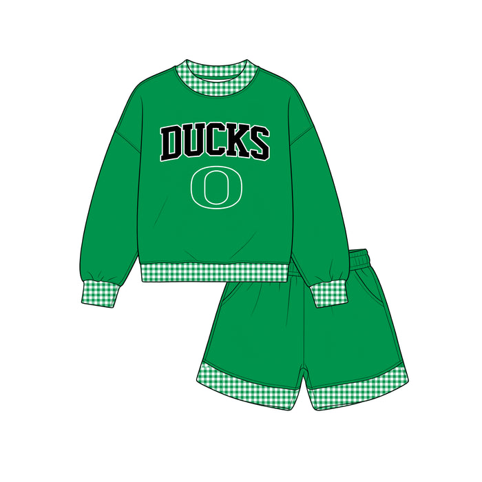 (Custom Design Preorder MOQ 5 ) Kids Girls Buf Aloes Green Top with Shorts Outfit