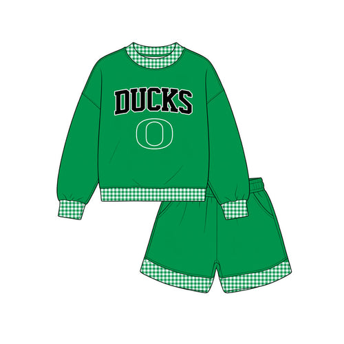(Custom Design Preorder MOQ 5 ) Kids Girls Buf Aloes Green Top with Shorts Outfit
