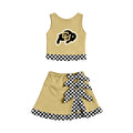 (Custom Design Preorder MOQ 5 ) Kids Girls Buf Aloes Tan Tank Top with Skort Active Outfit
