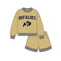 (Custom Design Preorder MOQ 5 ) Kids Girls Buf Aloes Tan Top with Shorts Outfit