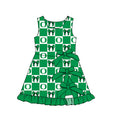 (Custom Design Preorder MOQ 5 ) Kids Girls Ducks Green Sleeveless Active Dress