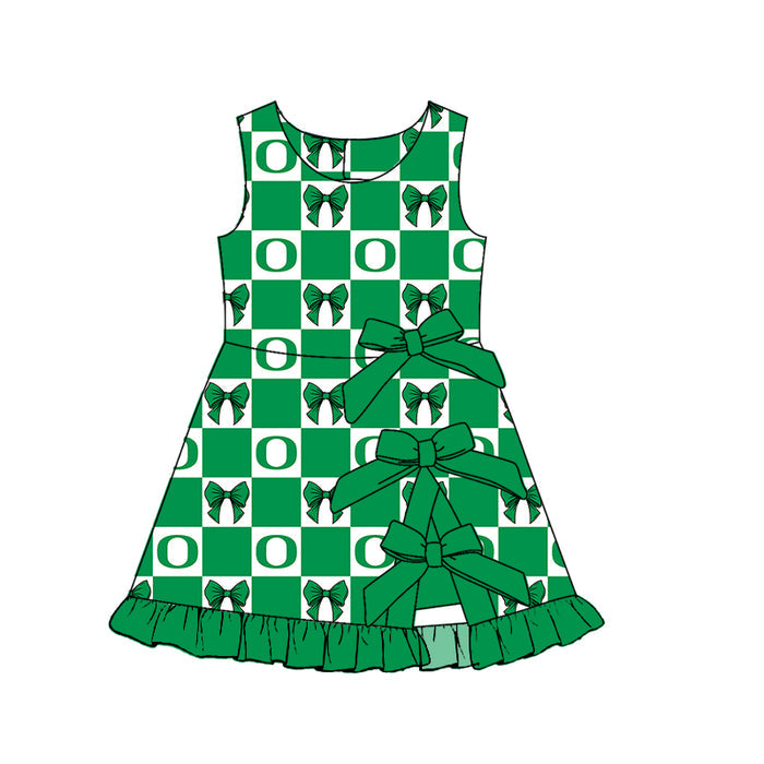 (Custom Design Preorder MOQ 5 ) Kids Girls Ducks Green Sleeveless Active Dress