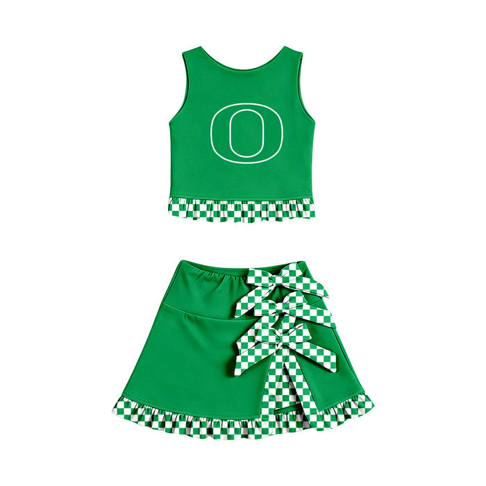 (Custom Design Preorder MOQ 5 ) Kids Girls Ducks Green Tank Top with Shorts Active Outfit