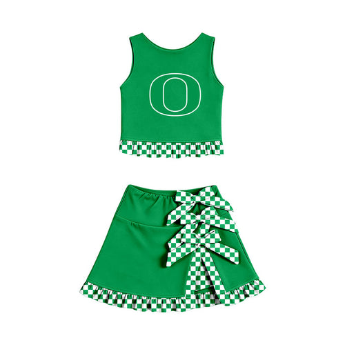 (Custom Design Preorder MOQ 5 ) Kids Girls Ducks Green Tank Top with Shorts Active Outfit