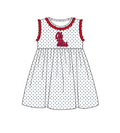 (Custom Design Preorder MOQ 5) Kids Girls Teams Ole Miss Navy Polka Dot Sleeveless Dress