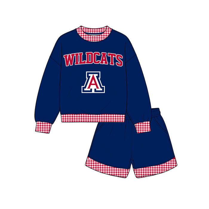 (Custom Design Preorder MOQ 5 ) Kids Girls Wildcats Top with Shorts Outfit