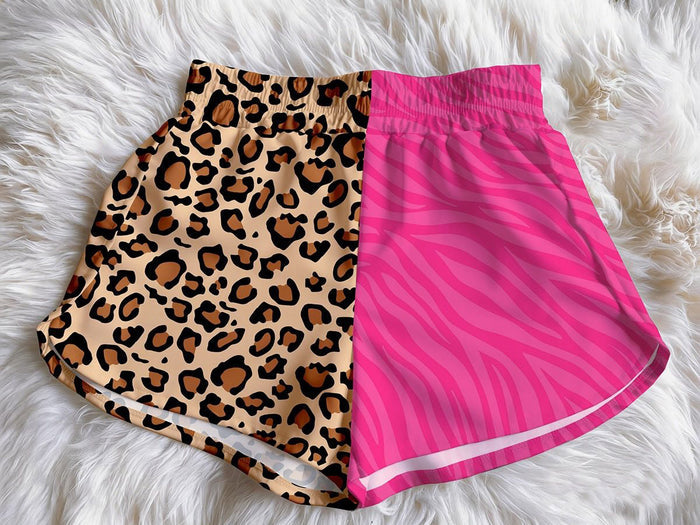(Custom Design Preorder MOQ 5)  Leopard Pink Print Baby Girls & Woman Summer Bottom Shorts