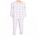 (Custom Design Preorder MOQ 5) Sailboat Pink Print Girls Fall Pajamas Clothes Set