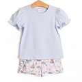 (Custom Design Preorder MOQ 5) Stripes Top Whale Boat Shorts Girls Summer Outfits