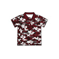 (Custom Design Preorder MOQ 5) Teams Cardinals Camo Wine Print Kids & Adult Polo Short Sleeve Top