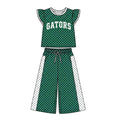 (Custom Design Preorder MOQ 5) Teams GATORS Top Dots Straight Pants Girls Clothes Set
