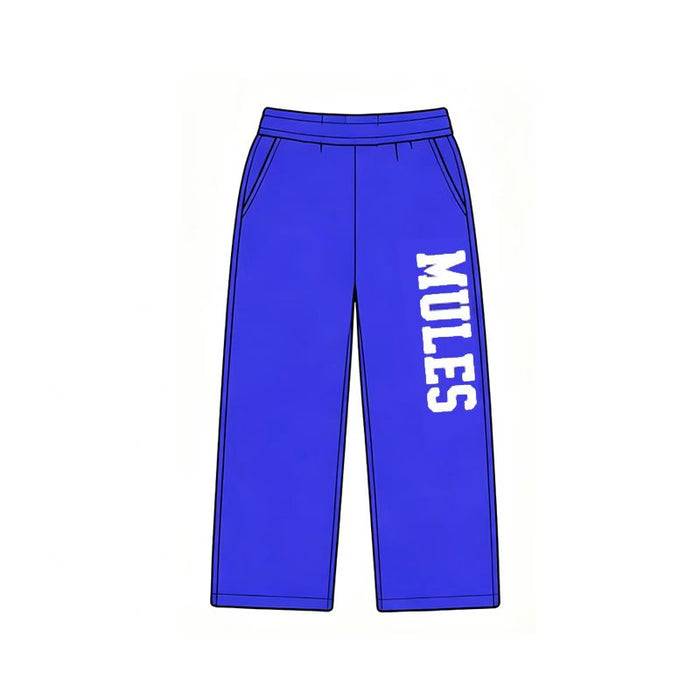 (Custom Design Preorder MOQ 5) Teams Mules Blue Print Kids & Adult Bottom Pants