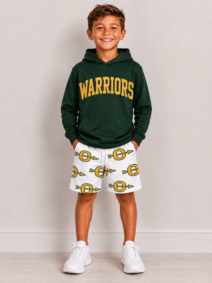 (Custom Design Preorder MOQ 5) Teams Ouachita Hoodie Top Pockets Shorts Boys Clothes Set