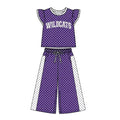 (Custom Design Preorder MOQ 5) Teams WILDCATS Top Dots Straight Pants Girls Clothes Set
