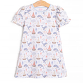 (Custom Design Preorder MOQ 5) Whale Boat Print Girls Summer Dress