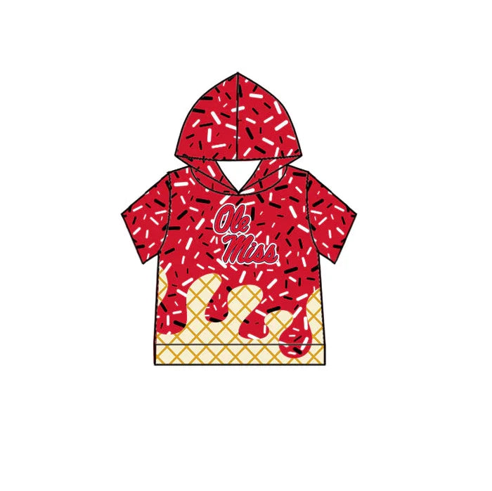 (Custom Preorder MOQ 5) Baby Boys Drip Sprinkles Ole Miss Team Short Sleeves Hoodies Top
