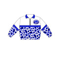 (Custom  Preorder MOQ 5) Baby Boys Long Sleeve Hot Blue Leopard Cougars Team Zip Pullovers Top