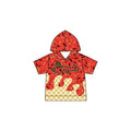 (Custom Preorder MOQ 5) Baby Boys Short Sleeves Red Corn Kernels Team Hoodies Top