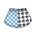 (Custom  Preorder MOQ 5) Baby Girls Blue Checked Hankinson Pirates Team Shorts Bottom