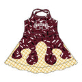 (Custom Preorder MOQ 5) Baby Girls Drip Sprinkles M State Team Shorts Ruffle Knee Length Dress