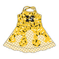 (Custom Preorder MOQ 5) Baby Girls Drip Sprinkles M Tigers Team Shorts Ruffle Knee Length Dress
