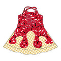(Custom Preorder MOQ 5) Baby Girls Drip Sprinkles Ole Miss Team Shorts Ruffle Knee Length Dress