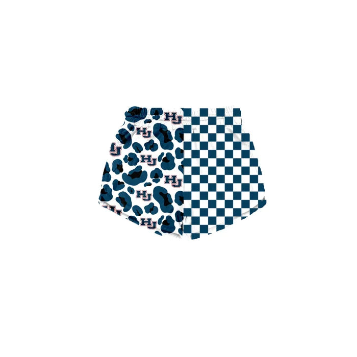 (Custom  Preorder MOQ 5) Baby Girls Green Checked Leopard HJ Team Shorts Bottom