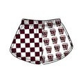 (Custom  Preorder MOQ 5) Baby Girls Maroon Checked Converse Team Shorts Bottom