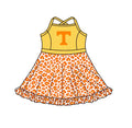 (Custom  Preorder MOQ 5) Baby Girls Strap Leopard  T Team Knee Length Dress