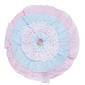 Devers Ruffles White Pink Blue Round Decor Throw Pillow