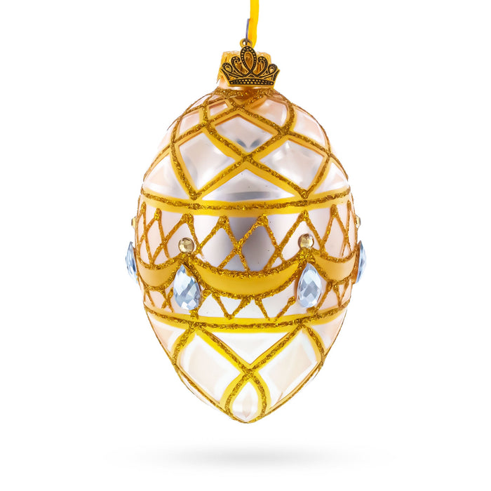 Diamond Drops on Pink Glass Egg Ornament 4 Inches