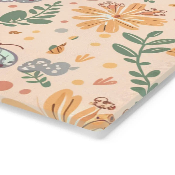 DipaliZ Floral Orange Cutting Board Tempered Glass Construction