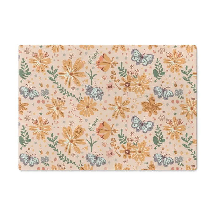 DipaliZ Floral Orange Cutting Board Tempered Glass Construction