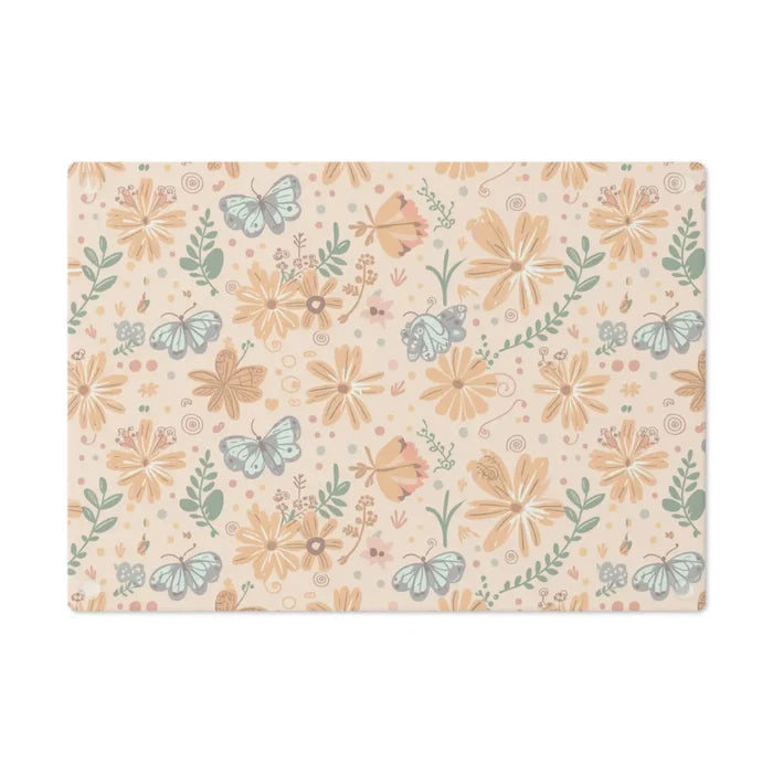 DipaliZ Floral Orange Cutting Board Tempered Glass Construction