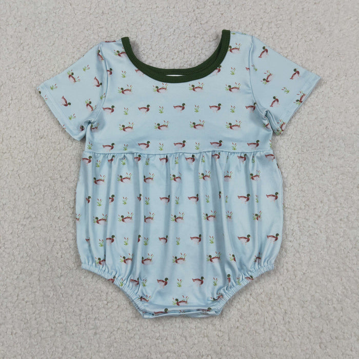 Duck Print Baby Boys Summer Short Sleeve Bubble Romper