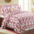 Elamin Paisley Red Queen 3-Piece Reversible Quilt Bedding Set